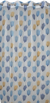 Panipat Textile Hub Semi Transparent  Net Curtains (florel Design , Blue) Pack of 2 - Window (4x5 feet)
