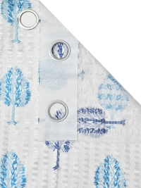 Panipat Textile Hub Semi Transparent  Net Curtains (florel Design , Aqua) Pack of 2 - Window (4x5 feet)