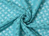 Panipat Textile Hub Semi Transparent  Net Curtains (Floral Design, Aqua) Pack of 2 - Door (4x7 Feet)