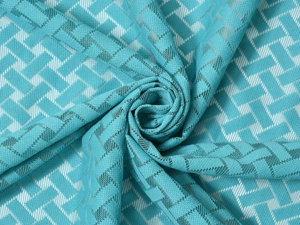 Panipat Textile Hub Semi Transparent  Net Curtains (Floral Design, Aqua) Pack of 2 - Door (4x7 Feet)