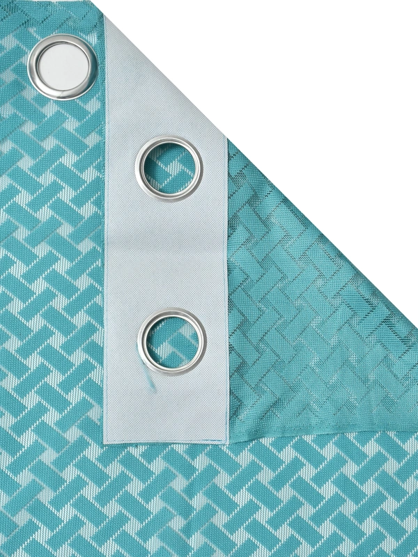 Panipat Textile Hub Semi Transparent  Net Curtains (Floral Design, Aqua) Pack of 2 - Door (4x7 Feet)