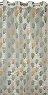 Panipat Textile Hub Semi Transparent Net Curtains (florel Design ,Green) Pack of 2 - Long Door (4x9 Feet)