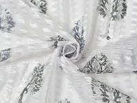 Panipat Textile Hub Semi Transparent  Net Curtains (florel Design , Gray) Pack of 2 - Long Door (4x9 Feet)