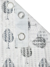 Panipat Textile Hub Semi Transparent  Net Curtains (florel Design , Gray) Pack of 2 - Long Door (4x9 Feet)