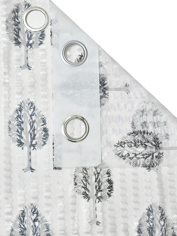 Panipat Textile Hub Semi Transparent  Net Curtains (florel Design , Gray) Pack of 2 - Long Door (4x9 Feet)