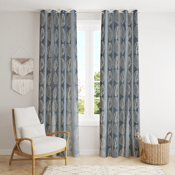 Phytho Home Polyester Eyelet Gray Designer Print curtains Pack of 2 - Door (4x7 Feet)