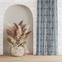 Phytho Home Polyester Eyelet Gray Designer Print curtains Pack of 2 - Door (4x7 Feet)