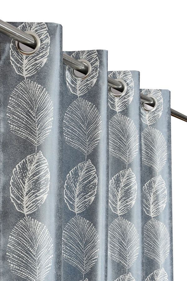 Phytho Home Polyester Eyelet Gray Designer Print curtains Pack of 2 - Door (4x7 Feet)