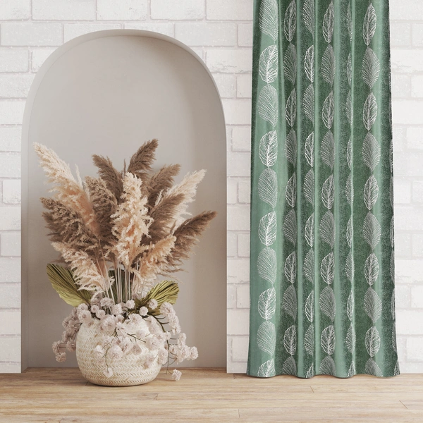 Phytho Home Polyester Eyelet Green Designer Print curtains Pack of 2 - Door (4x7 Feet)
