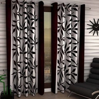 Phyto Home Polyester Eyelet Brown Kolavery Printed Design curtains Pack of 2 - Long Door (4x9 Feet)