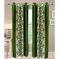 Phyto Home Polyester Eyelet Green Kolavery Printed Design curtains Pack of 2 - Long Door (4x9 Feet)