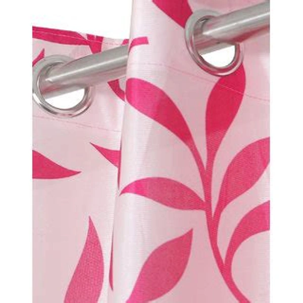 Phyto Home Polyester Eyelet Pink Kolavery Printed Design curtains Pack of 2 - Door (4x7 Feet)