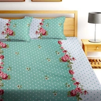 Premium Super Soft Fitted (Elastic) Pink Double Bedsheet with 2 Pillow cover