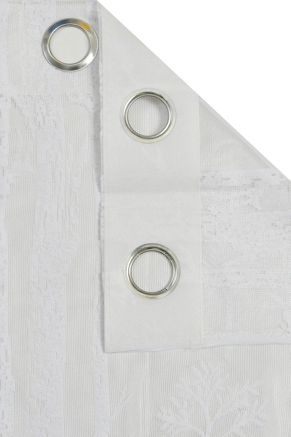 Tanishka fab Semi Transparent  Net Curtains (florel Design ,White) Pack of 2 - Window (4x5 feet)