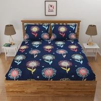Tanishka Fabs 140 TC Microfiber 3D Printed  Double Bedsheet  Pack of 2 ( 2 Double Bedsheet with 4 pillow cover) - Double Bedsheet