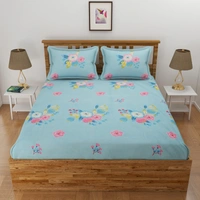 Tanishka Fabs 140 TC Microfiber 3D Printed  Double Bedsheet  Pack of 2 ( 2 Double Bedsheet with 4 pillow cover) - Double Bedsheet