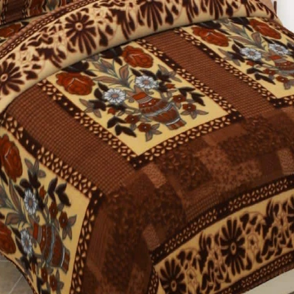 Tanishka Fabs 220 TC Woollen, Warm Double Geometric Flat Bedsheet for winter (Pack of 1, Brown)