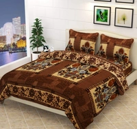 Tanishka Fabs 220 TC Woollen, Warm Double Geometric Flat Bedsheet for winter (Pack of 1, Brown)