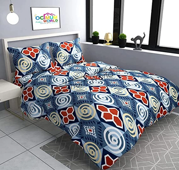 Tanishka Fabs 220 TC Woollen, Warm Double Geometric Flat Bedsheet for winter (Pack of 1, Grey)