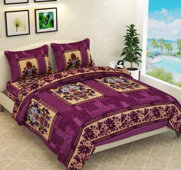 Tanishka Fabs 220 TC Woollen, Warm Double Geometric Flat Bedsheet for winter (Pack of 1, Wine)