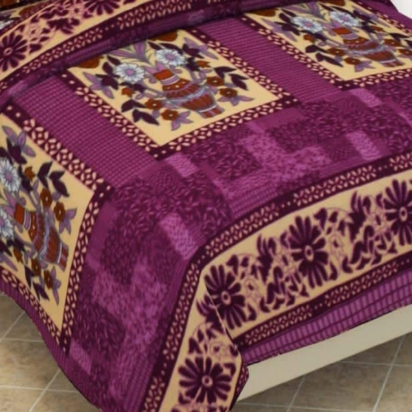 Tanishka Fabs 220 TC Woollen, Warm Double Geometric Flat Bedsheet for winter (Pack of 1, Wine)