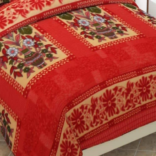 Tanishka Fabs 220 TC Woollen, Warm Double Geometric Flat Bedsheet for winter (Pack of 1, Red)