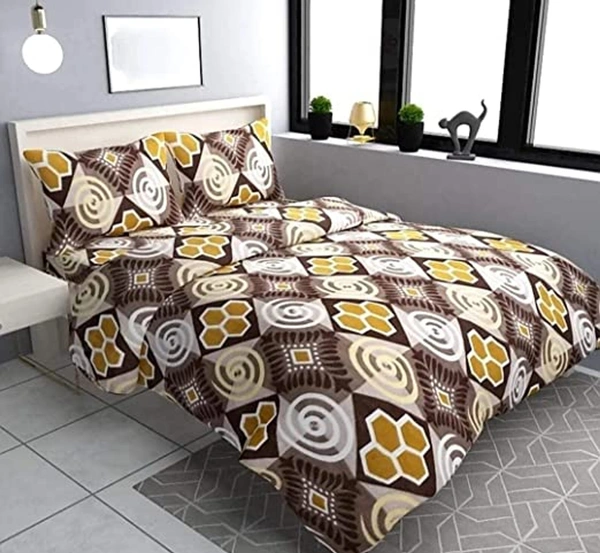 Tanishka Fabs 220 TC Woollen, Warm Double Geometric Flat Bedsheet for winter (Pack of 1, Brown)