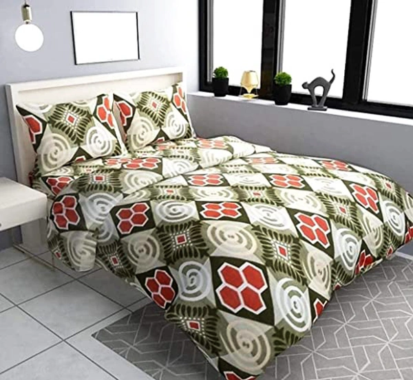Tanishka Fabs 220 TC Woollen, Warm Double Geometric Flat Bedsheet for winter (Pack of 1, Green)