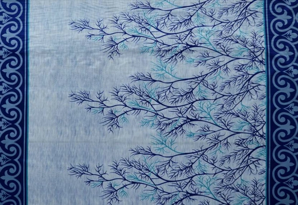 Tanishka Fabs polyester Eyelet Blue Printed Design curtains Pack of 2 - Window (4x5 Feet)