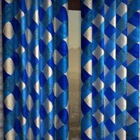 Tanishka Fabs polyester Eyelet Blue Suprimo Check Printed Design curtains Pack of 2 - Long Door (4x9 Feet)