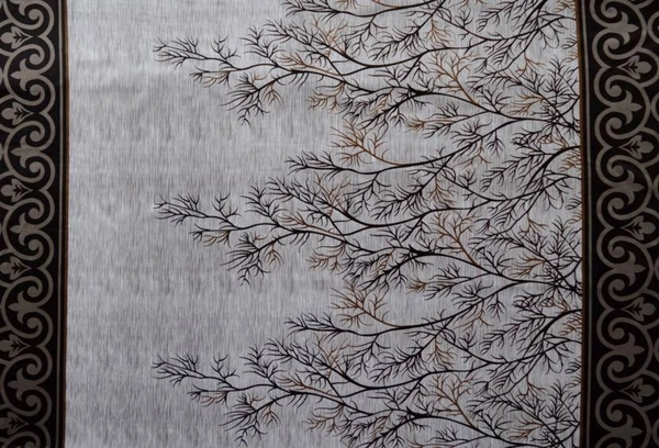 Tanishka Fabs polyester Eyelet Brown Printed Design curtains Pack of 2 - Window (4x5 Feet)