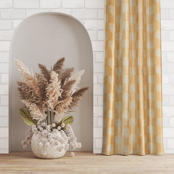 Tanishka Fabs Polyester Eyelet Cream Designer Print curtains Pack of 2 - Long Door (4x9 Feet)