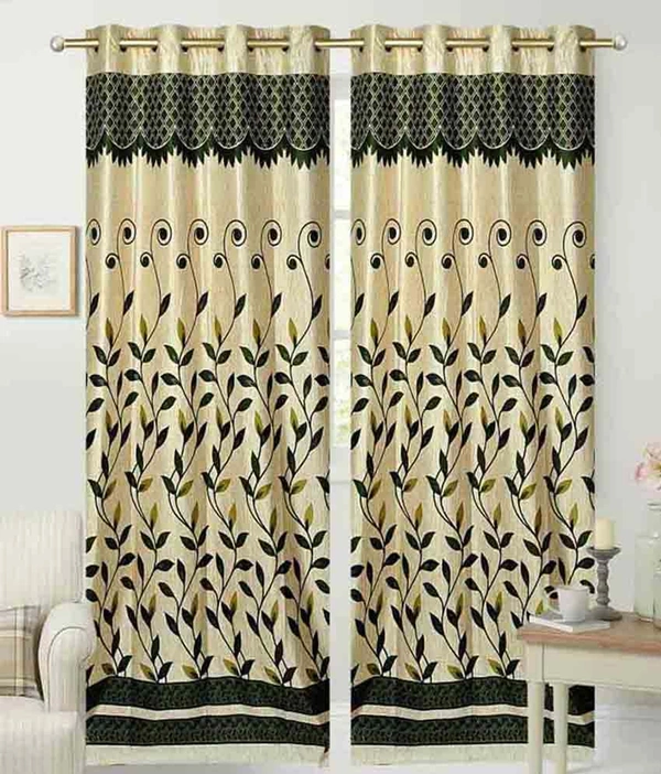Tanishka Fabs polyester Eyelet Green Panal Printed Design curtains Pack of 2 - Window (4x5 Feet)