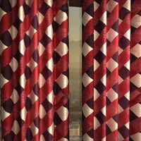 Tanishka Fabs polyester Eyelet Maroon Check Printed Design curtains Pack of 2 - Door (4x7 Feet)