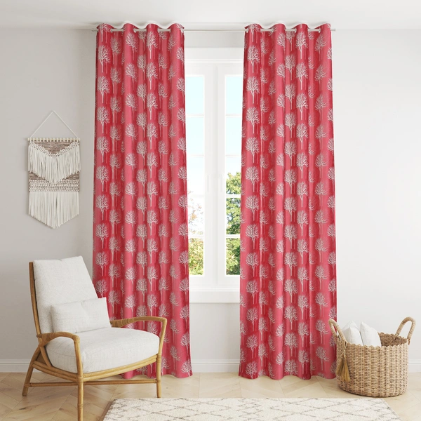 Tanishka Fabs Polyester Eyelet Marron Designer Print curtains Pack of 2 - Window (4x5 feet)