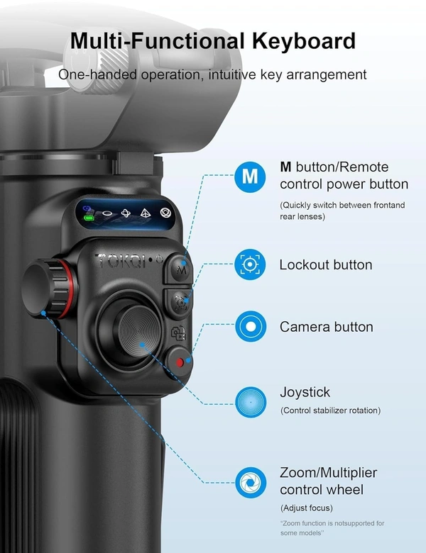 TOKQI M02 AI Mobile Phone Stabilizer 3-Axis Foldable Gimbal with Removable Magnetic Remote Control 