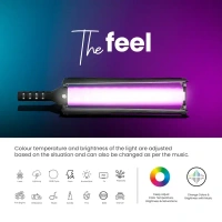 Digitek® DIGITEK® (DSL-25W RGB) Portable Handheld RGB LED Stick Light with Barn Door & Remote | 2700K–7500K Color Temp, 39 Lighting Effects, Rechargeable Wand Light with Carry Bag