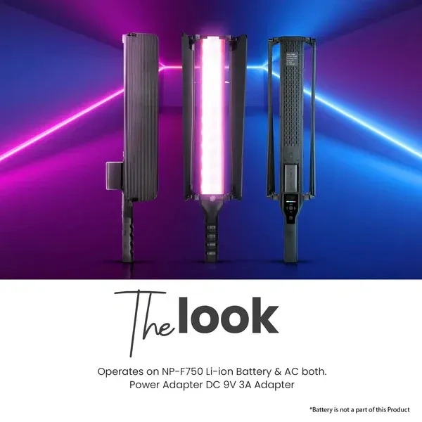 Digitek® DIGITEK® (DSL-25W RGB) Portable Handheld RGB LED Stick Light with Barn Door & Remote | 2700K–7500K Color Temp, 39 Lighting Effects, Rechargeable Wand Light with Carry Bag