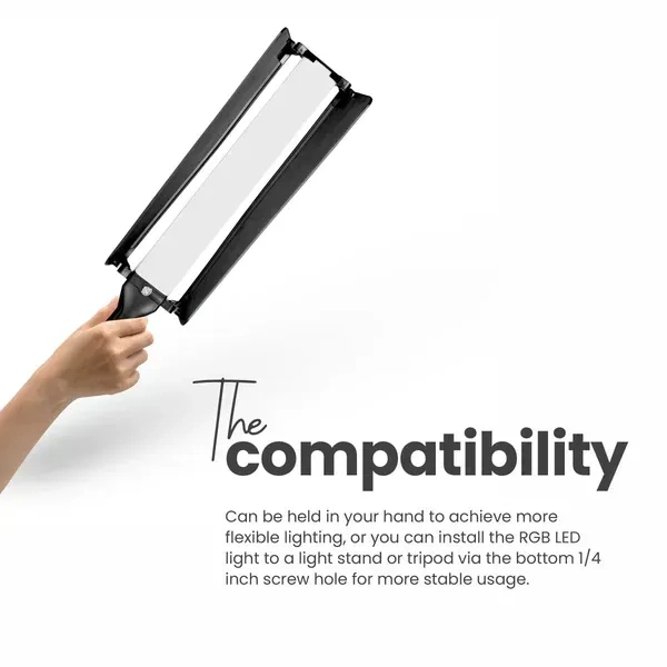 Digitek® DIGITEK® (DSL-25W RGB) Portable Handheld RGB LED Stick Light with Barn Door & Remote | 2700K–7500K Color Temp, 39 Lighting Effects, Rechargeable Wand Light with Carry Bag