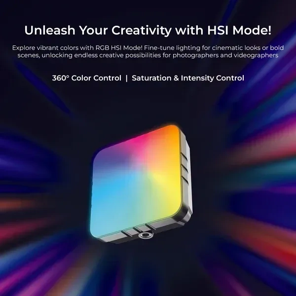 Digitek® DIGITEK LED-D11W RGB 11W Portable Mini RGB LED Video Light – 2000mAh Battery, 21 Lighting Effects, 2500K–9900K CCT, HSI 0–360°, 120° Beam, CRI 95, 1/4" Mount for Photo & Video