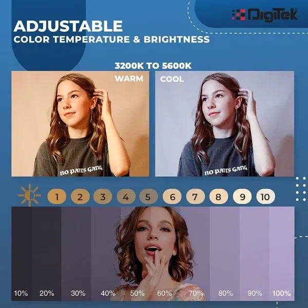 Digitek® DIGITEK® (LED-D135 ML) 12W RGB LED Video Light with OLED Display, 360° Color Control, 21 Lighting Effects & USB-C Charging for Photography & Video Shoots