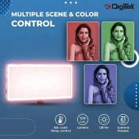 Digitek® DIGITEK® (LED-D135 ML) 12W RGB LED Video Light with OLED Display, 360° Color Control, 21 Lighting Effects & USB-C Charging for Photography & Video Shoots