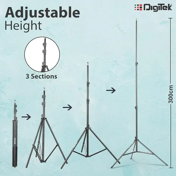 Digitek® Digitek (DBSK-010FT) Studio Background Stand Kit (9ft x 10ft) | Portable & Foldable Backdrop Support System with Carry Bag | Ideal for Photography & Videography