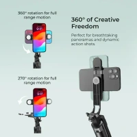 Digitek® DIGITEK® (DTR-180SS) Wireless Selfie Stick Tripod | Portable 360° Rotating Phone Holder, Extendable Telescopic Pole, 3-Leg Stand & Remote for Photos, Videos & Vlogging