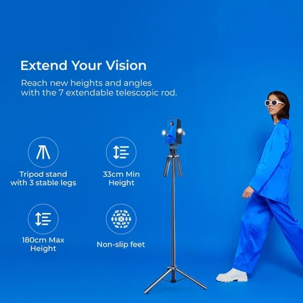 Digitek® DIGITEK® (DTR-180SS) Wireless Selfie Stick Tripod | Portable 360° Rotating Phone Holder, Extendable Telescopic Pole, 3-Leg Stand & Remote for Photos, Videos & Vlogging