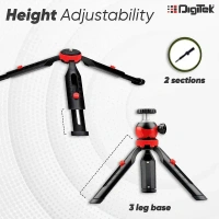 Digitek® DIGITEK® (DTR-200MT) 18CM Flexible Mini Tripod | Portable 360° Ball Head, Phone Holder, 1kg Load, Rubber Feet | For Smartphones, GoPro & Compact Cameras