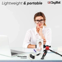 Digitek® DIGITEK® (DTR-200MT) 18CM Flexible Mini Tripod | Portable 360° Ball Head, Phone Holder, 1kg Load, Rubber Feet | For Smartphones, GoPro & Compact Cameras