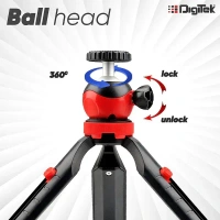 Digitek® DIGITEK® (DTR-200MT) 18CM Flexible Mini Tripod | Portable 360° Ball Head, Phone Holder, 1kg Load, Rubber Feet | For Smartphones, GoPro & Compact Cameras