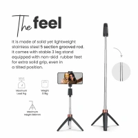 Digitek® DIGITEK® (DTR-210SS) 68cm Portable Selfie Stick | Wireless Remote, 3-Leg Tripod Base, 360° Rotation & Rubberized Feet | For All Smartphones, Photography & Videography