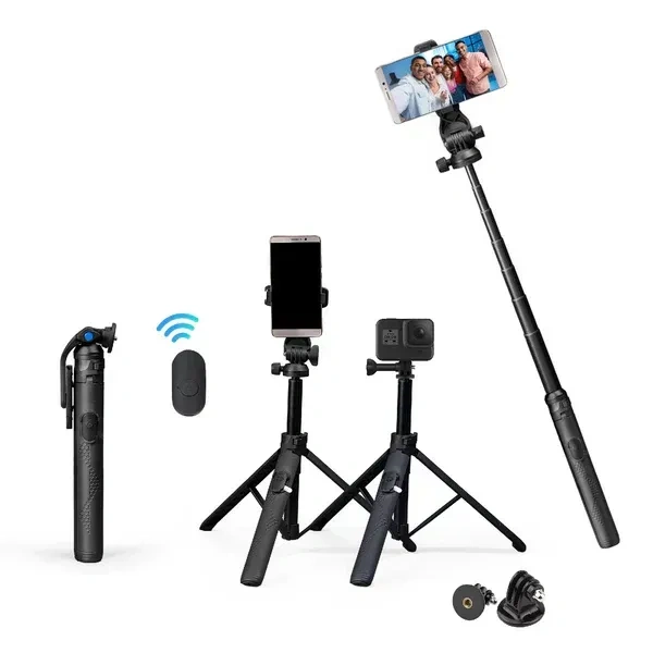 Digitek® DIGITEK (DTR-525 SS) 160 CM Aluminum Selfie Stick Tripod | 360° Head, Wireless Remote, GoPro Adapter, for Smartphone & Action Camera